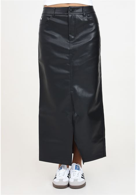 Black faux leather midi skirt for women CALVIN KLEIN JEANS | J20J223547BEHBEH
